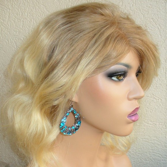 Lace front 100 % real hair mixed blonde wig - Picture 1 of 5